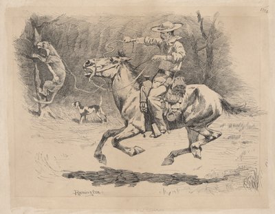 Spurring His Horse in Pursuit by Frederic Remington