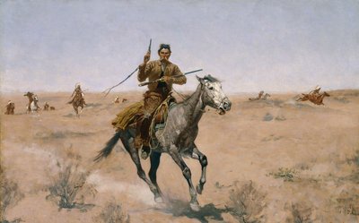 The Flight (A Sage-Brush Pioneer) 1895 by Frederic Remington