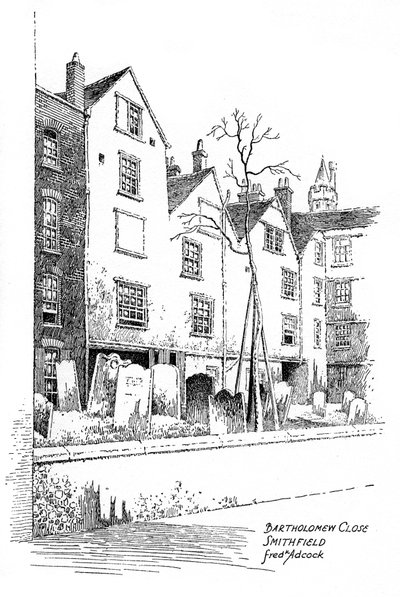 Bartholomew Close, Smithfield, London, 1912 by Frederick Adcock