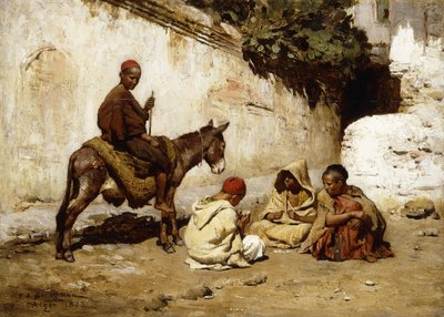 Arab Children playing Cards by Frederick Arthur Bridgman