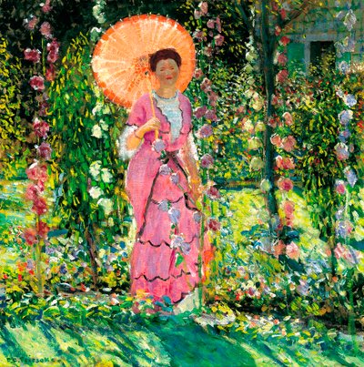 Hollyhocks by Frederick Carl Frieseke