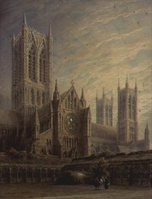 Lincoln Cathedral from the Cloisters, 19th century by Frederick Mackenzie