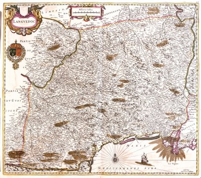 Map of Languedoc, France by Frederick de Wit