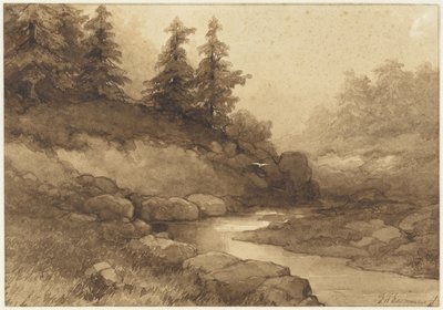 Hilly Landscape with a River by Frederik Hendrik Kaemmerer