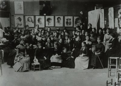 Academie Julian, Paris, group of art students by French Photographer