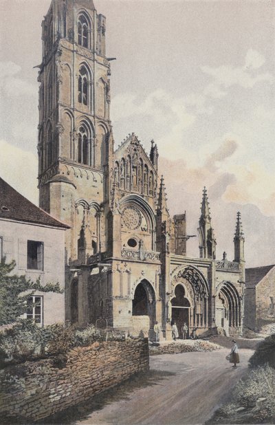 Saint-Pere-sous-Vezelay, Church, Northwest Facade (before restoration) by French Photographer