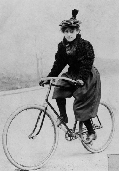 Woman on a bicycle, 1894 by French Photographer