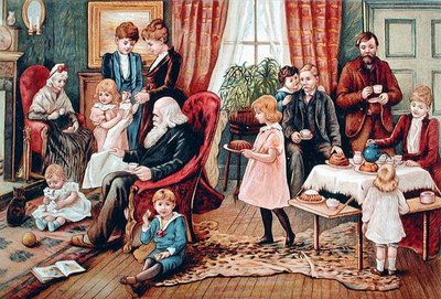 A Family Taking Tea, c.1900 by French School