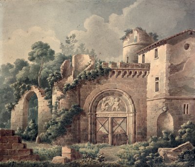 A Ruined Castle, c.1820 by French School