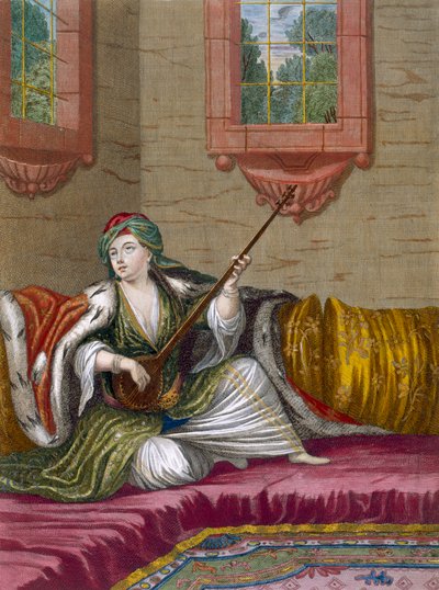 A Turkish Girl playing the Tehegour, c.1708 by French School