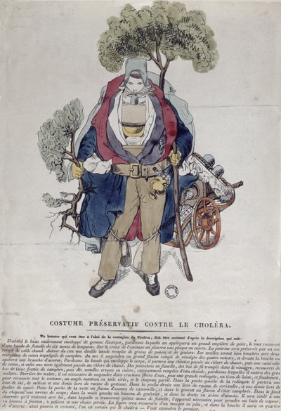 A man protected against cholera, c.1831 by French School