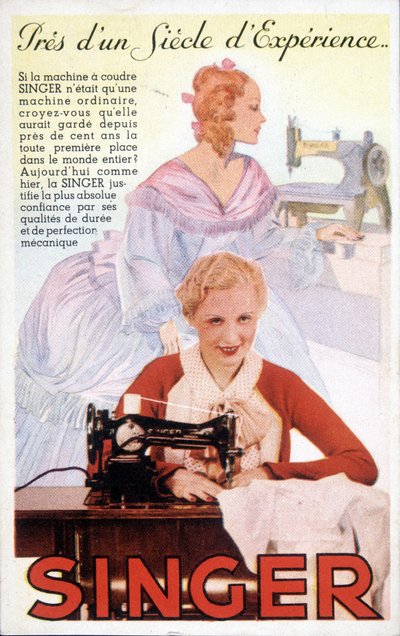 Advertising Card for Singer Sewing Machines by French School