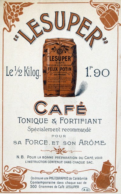 Advertising for coffee Lesuper, 20th century by French School