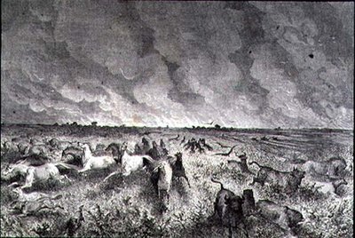 Animals Fleeing a Prairie Fire by French School