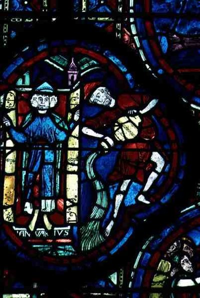 Aquarius, from the Zodiac Window, 13th Century by French School