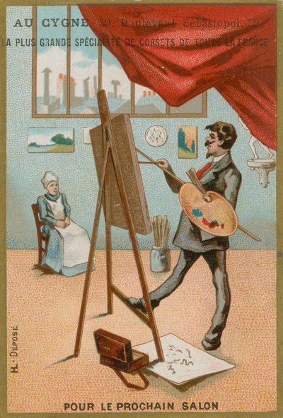 Artist painting a seated woman by French School