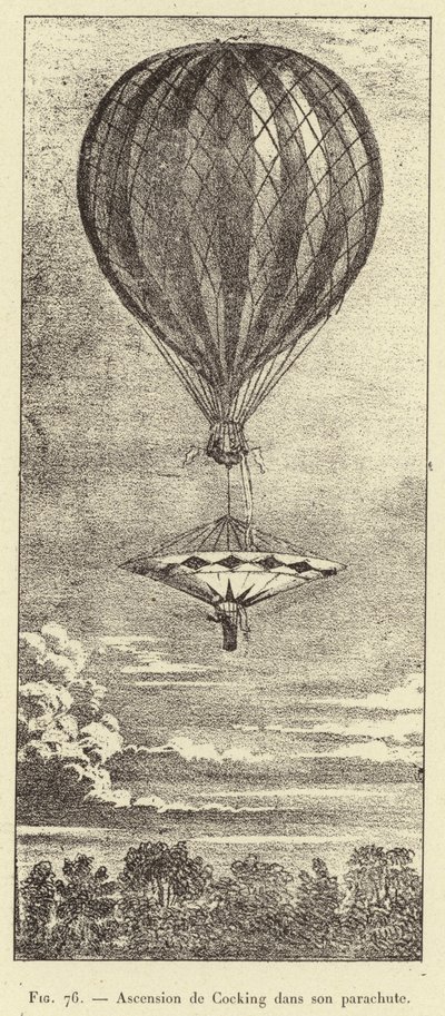 Ascent of Cocking in His Parachute by French School