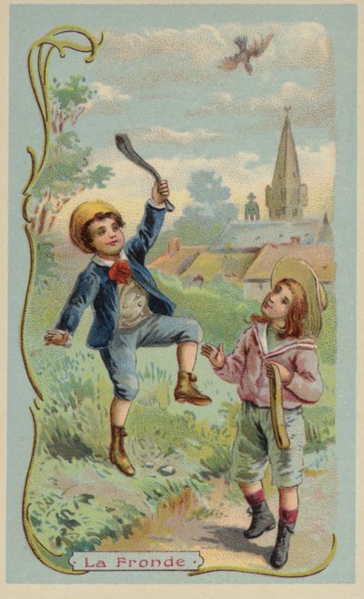 Boy Killing a Bird with a Sling by French School