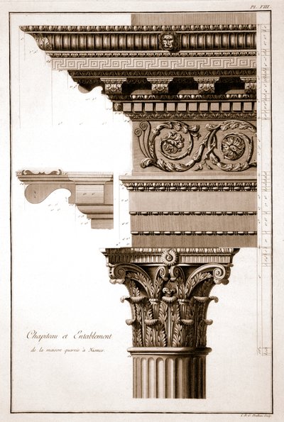 Capital & Entablature, Maison Carrée, Nimes, France by French School