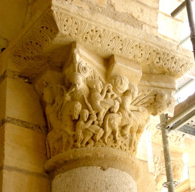 Capital Depicting Three Horsemen by French School