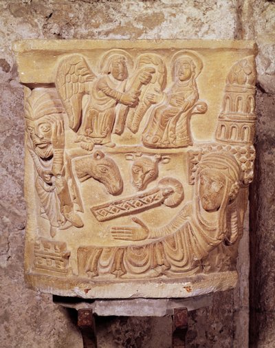 Capital Showing The Annunciation and the Nativity by French School