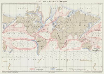 Map of Ocean Currents (colour lithograph) by French School