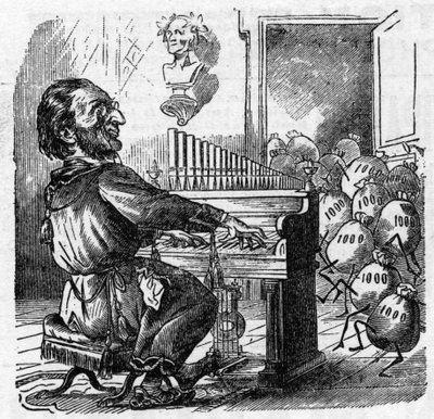 Cartoon of the German composer Richard Wagner by French School