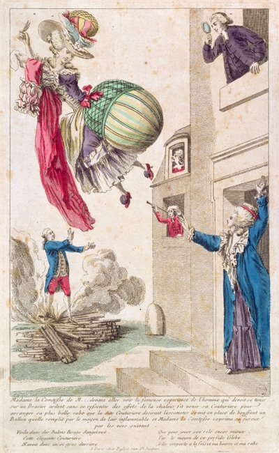 Cartoon Ridiculing Fashion and Ballooning by French School