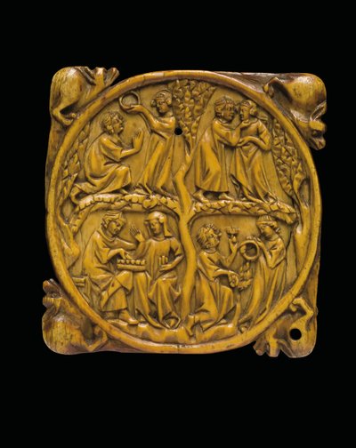 Carved mirror case cover, Paris, c.1310-20 by French School