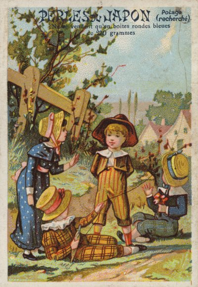 Children Flying Kite in the Country by French School