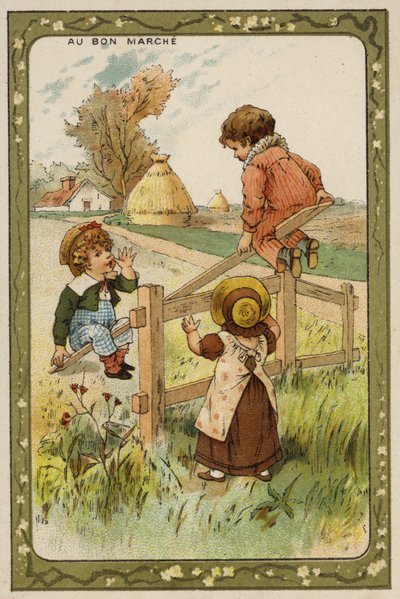 Children playing on a seesaw by French School