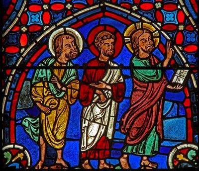 Christ with 2 Apostles by French School