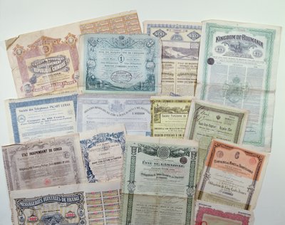 Collection of bond certificates, early 20th century by French School