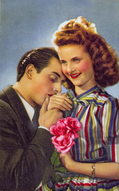 Couple with roses, c.1930 by French School
