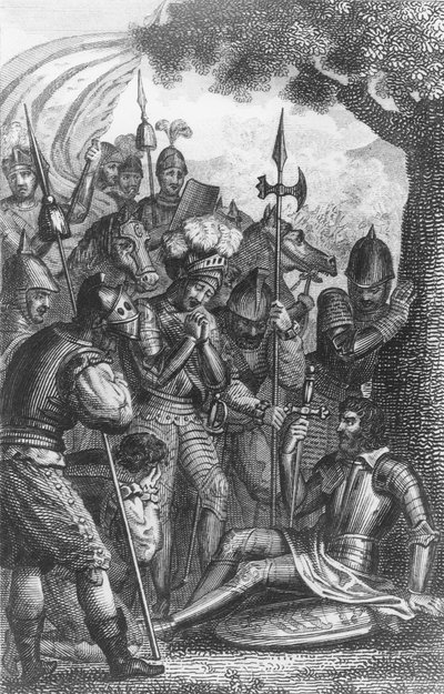 Death of Bayard (engraving) by French School