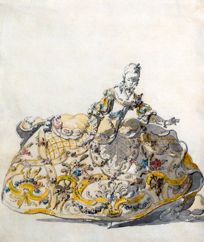 Design for a ladies gown, 1780s by French School