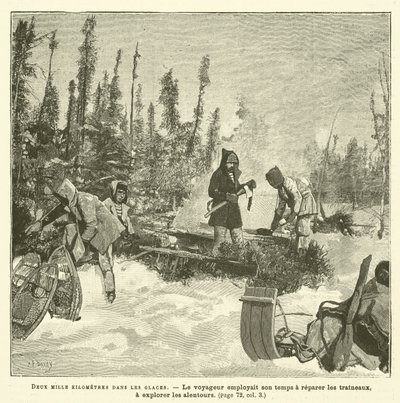 Two Thousand Kilometers in the Ice (engraving) by French School