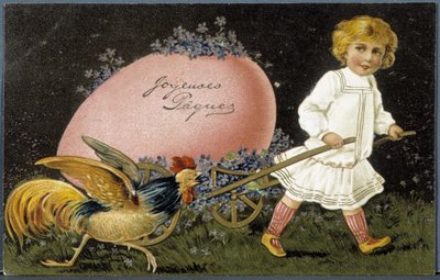 Easter greeting postcard, 20th century by French School