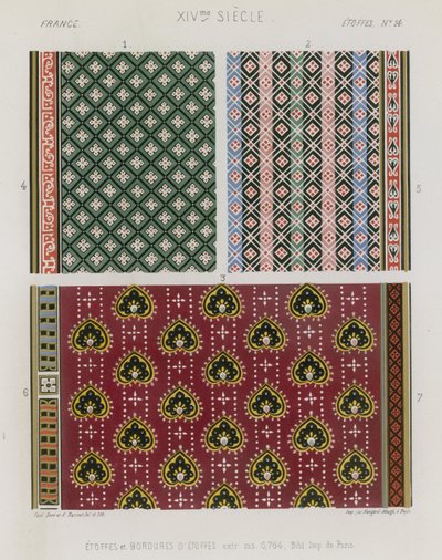 Embroidered fabrics of 14th century France by French School