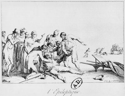 Epileptic attack in the street, c.1800 by French School