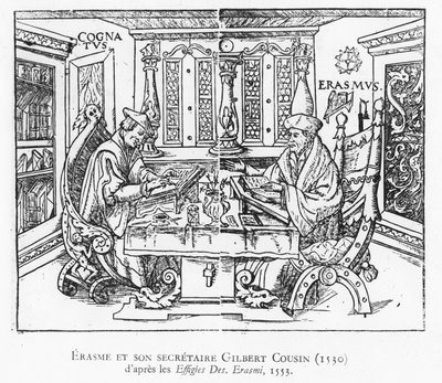 Erasmus and his secretary Gilbert Cousin by French School