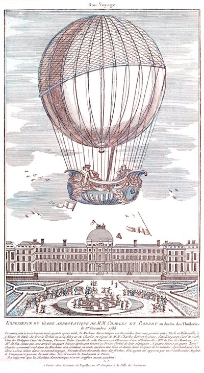 First manned hydrogen balloon flight, 1783 by French School