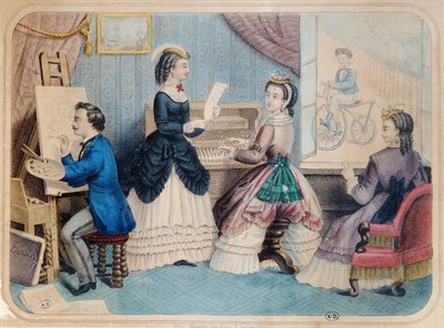 French fashion plate depicting artistic activities, 1867 by French School