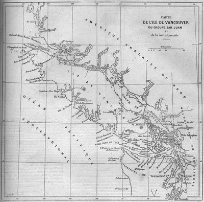 Geographic map of Vancouver Island by French School