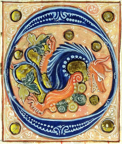Historiated initial O depicting a griffin by French School