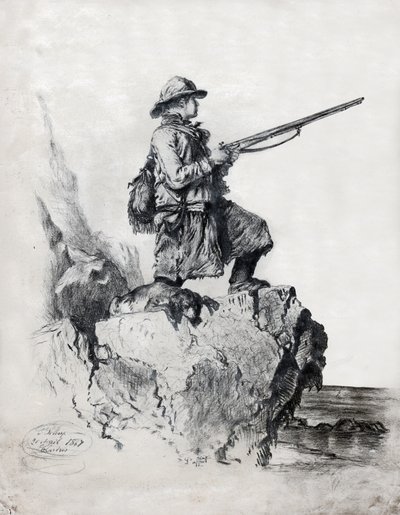 Hunter with His Dog by French School