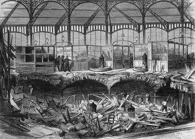 Fire at the Central Halls of Paris by French School
