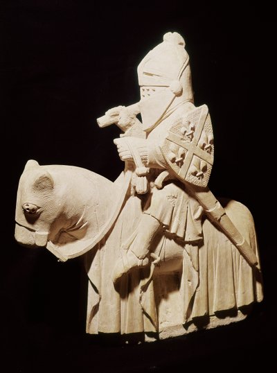 Knight in armour on his horse by French School