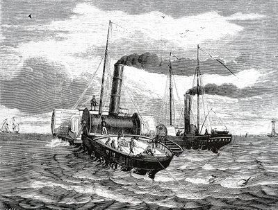 Laying the first submarine cable by French School