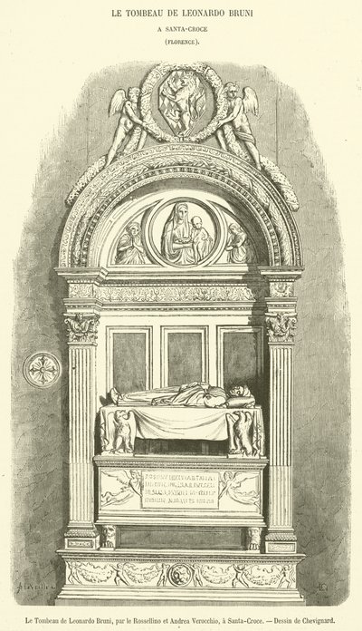 The Tomb of Leonardo Bruni (engraving) by French School